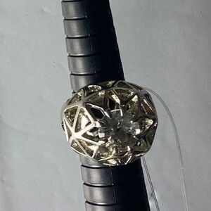 Womens Silver Tone Geometric Hollow Out Round Ring Fashion Jewelry 6.75‎